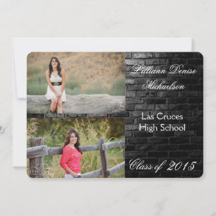 5x7 Black Brick Building Mur Senior Faire-part