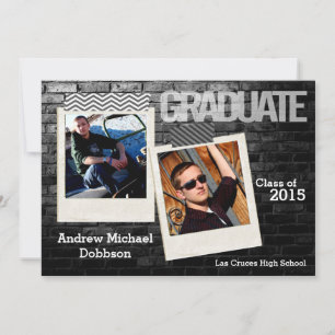 5x7 Black Brick Building Wall Senior Announcement