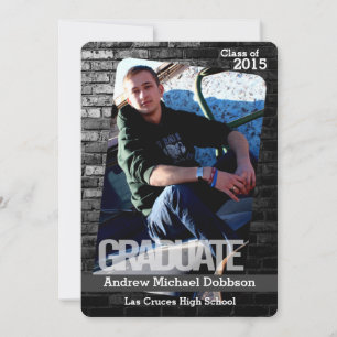 5x7 Black Brick Building Wall Senior Announcement