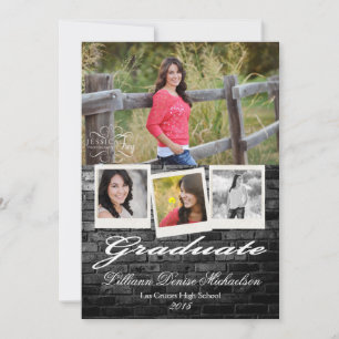 5x7 Black Brick Building Wall Senior Announcement