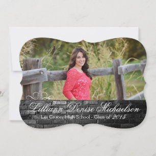 5x7 Black Brick Building Wall Senior Announcement