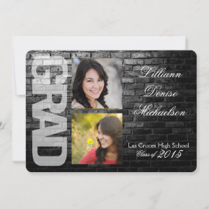 5x7 Black Brick Building Wall Senior Announcement