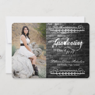 5x7 Black Brick Building Wall Senior Announcement