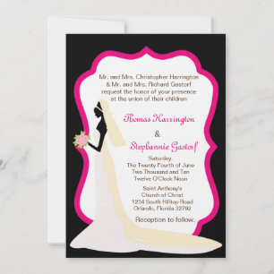 5x7 Black Bride Profile Wedding Invitation