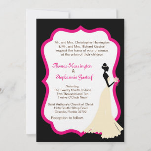 5x7 Black Bride Wedding Invitation