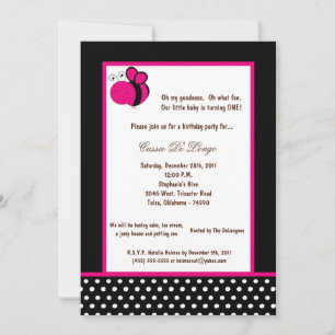 5x7 Black Bumble Bee Birthday Party Invite