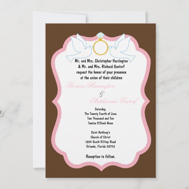 5x7 Black Dove Diamond Faire-part de mariage (Devant)