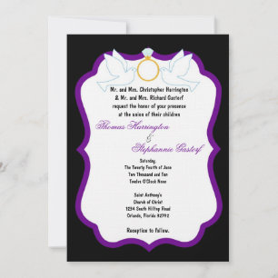 5x7 Black Dove Diamond Wedding Invitation