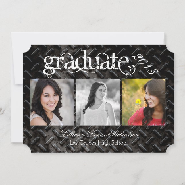 5x7 Black Steel Metal Aluminum Senior Announcement (Front)