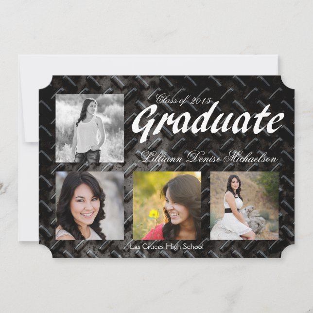 5x7 Black Steel Metal Aluminum Senior Announcement (Front)