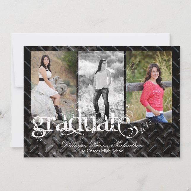 5x7 Black Steel Metal Aluminum Senior Announcement (Front)
