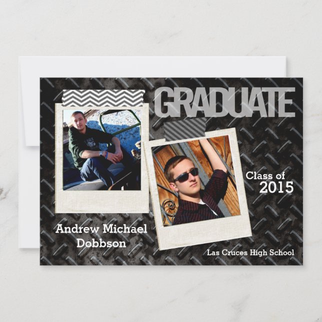 5x7 Black Steel Metal Aluminum Senior Announcement (Front)