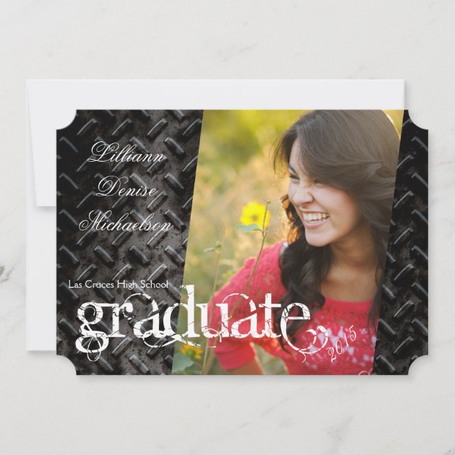 5x7 Black Steel Metal Aluminum Senior Announcement (Front)
