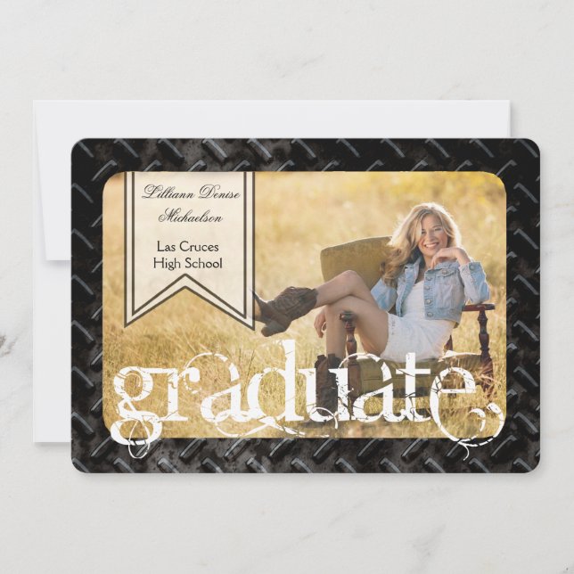 5x7 Black Steel Metal Aluminum Senior Announcement (Front)