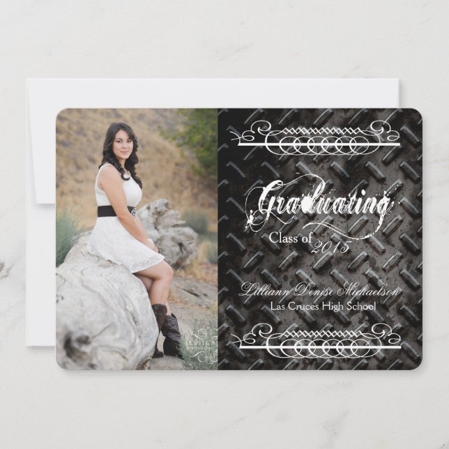 5x7 Black Steel Metal Aluminum Senior Announcement (Front)