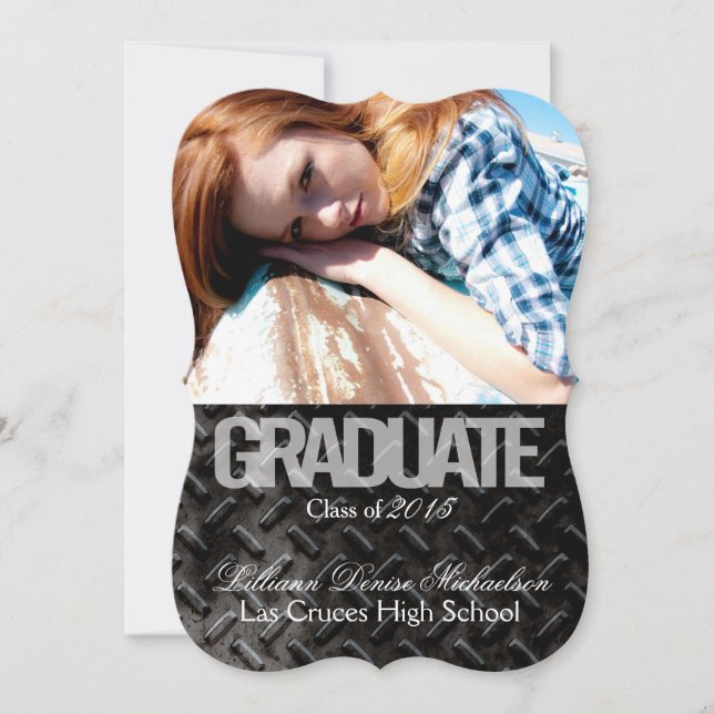 5x7 Black Steel Metal Aluminum Senior Announcement (Front)