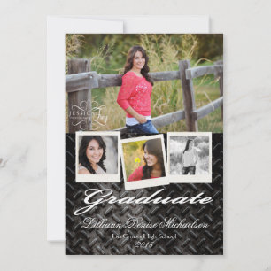 5x7 Black Steel Metal Aluminum Senior Announcement