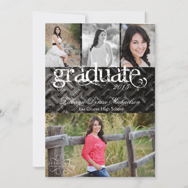 5x7 Black Steel Metal Aluminum Senior Announcement (Front)