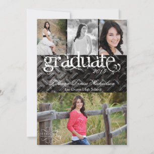 5x7 Black Steel Metal Aluminum Senior Announcement