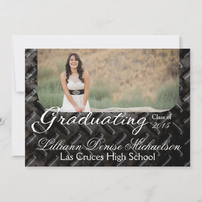 5x7 Black Steel Metal Aluminum Senior Announcement (Front)