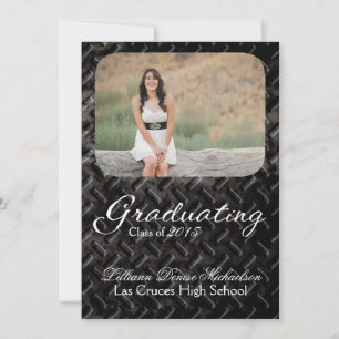 5x7 Black Steel Metal Aluminum Senior Announcement