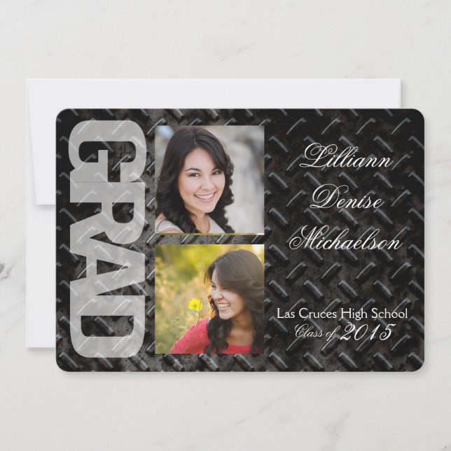 5x7 Black Steel Metal Wall Senior Faire-part (Devant)