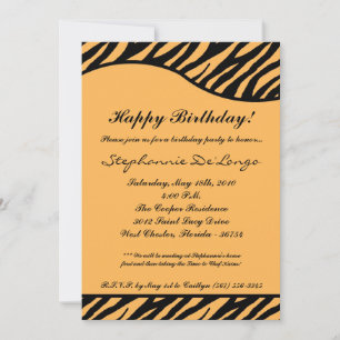 5x7 Black Tiger Imprimer Anniversaire Invitation