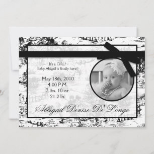 5x7 Black Toile Fabric Faire-part de naissance pho