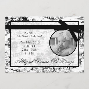 5x7 Black Toile Fabric Faire-part de naissance pho