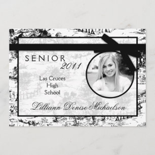 5x7 Black Toile Fabric Photo Senior Announcement