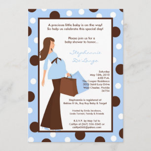5x7 Blue Boy Modern Mod Maman Invitation Baby show