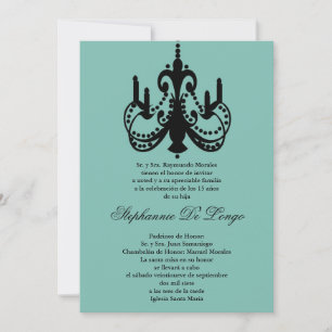 5x7 Blue Chandelier Quinceanera Invitation