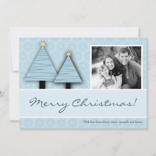 5x7 Blue Christmas Trees PHOTO Christmas Card