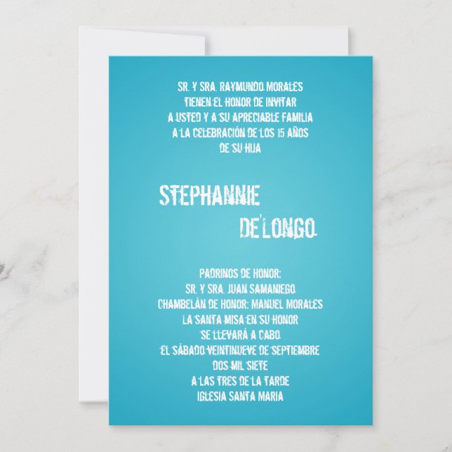 5x7 Blue DJ Spin Turntable Quinceanera Invitation (Front)