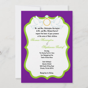5x7 Blue Dove Diamond Wedding Invitation