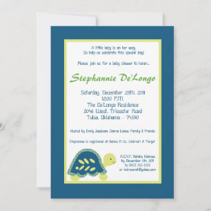 5x7 Blue Sea Turtles Baby Shower Invitation