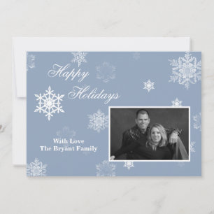 5x7 Blue Snowflake PHOTO Christmas Card