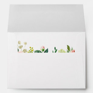 5x7 Blush White Garden Floral with Return Address Envelope