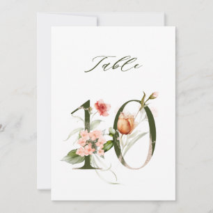 5x7 Botanical Floral Number 10, Table Number