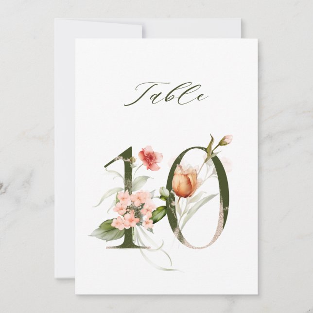 5x7 Botanical Floral Number 10, Table Number (Front)