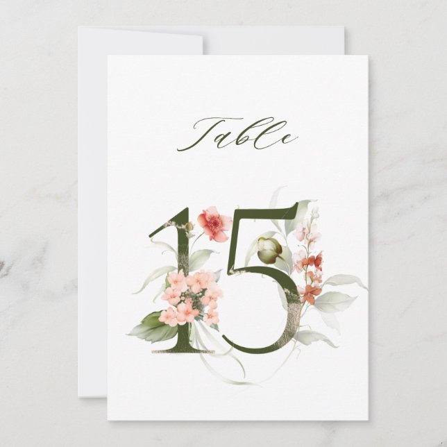 5x7 Botanical Floral Number 15, Table Number (Front)