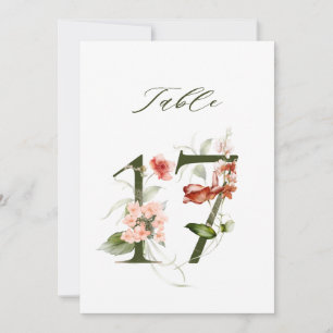 5x7 Botanical Floral Number 17, Table Number