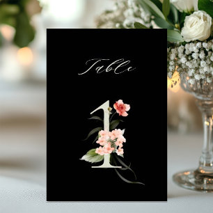 5x7 Botanical Floral Number 1, Black Table Number 