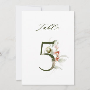 5x7 Botanical Floral Number 5, Table Number