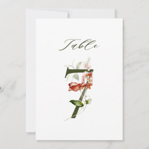 5x7 Botanical Floral Number 7, Table Number