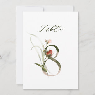 5x7 Botanical Floral Number 8, Table Number