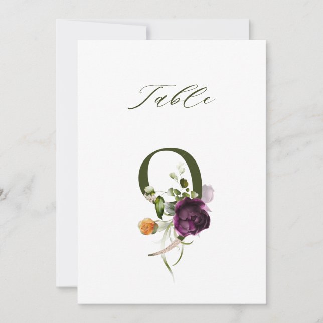 5x7 Botanical Floral Number 9, Table Number (Front)