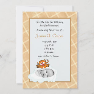 5x7 Boy Cloud PHOTO on Circle Birth Announcement