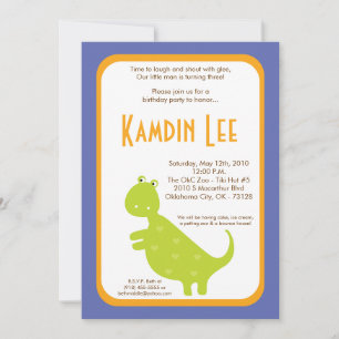 5x7 Boy Dinosaur Dino Birthday Invitation