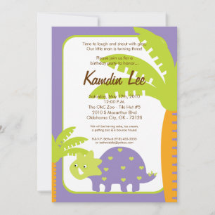 5x7 Boy Dinosaur Dino Invitation Anniversaire